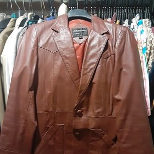 70s Vintage Leather Sport Coat